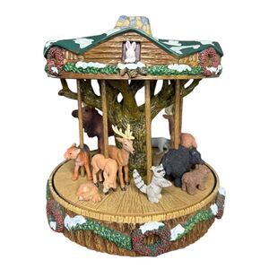 Mr. Christmas Woodland Carousel North Pole Lodge Forest Holiday Musical Go Round